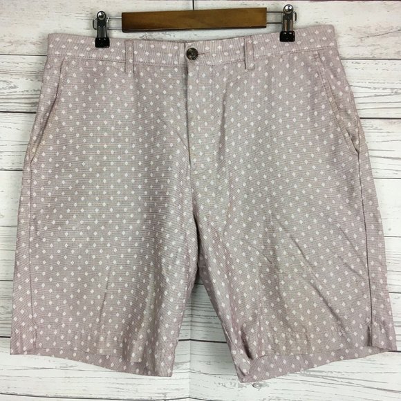 Johnston & Murphy Other - Johnston Murphy Mens Shorts sz 34 Light Purple‎ Pattern Flat Front Pima Cotton